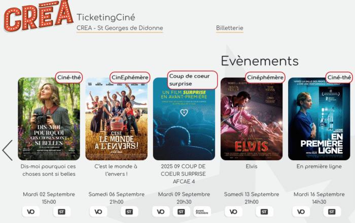capture ecran Ticketing cine